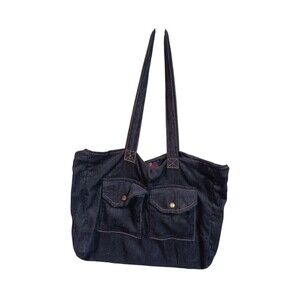 Vintage Allure Black Corduroy Purse